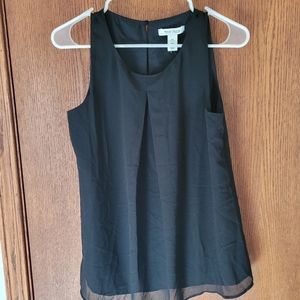 NWOT WHBM Black Dressy Top XS pleated front
